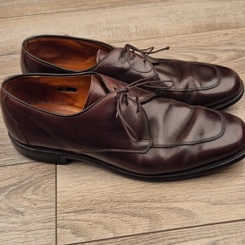 ALLEN EDMONDS Burton Dark Brown Leather Sz 9.5 D Oxfords Mens Dress‎ Shoes